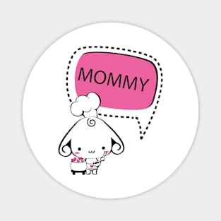 Loving Mommy Dog Cartoon with Heart Magnet